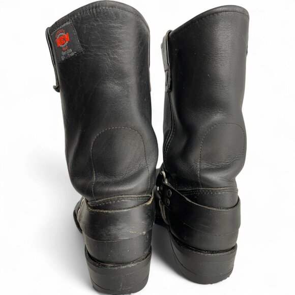 REV Black Square Toe Leather Harness Motorcycle Biker Boots Men's 10.5 - Picture 9 of 14